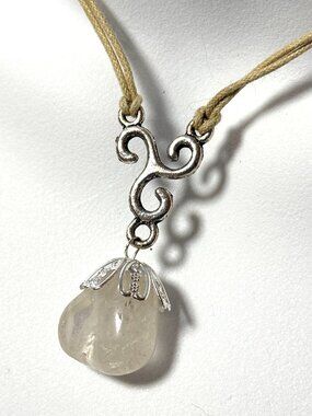 2/$20, Natural Clear Quartz Necklace, Genuine Tumbled Gemstone Cord Necklace
